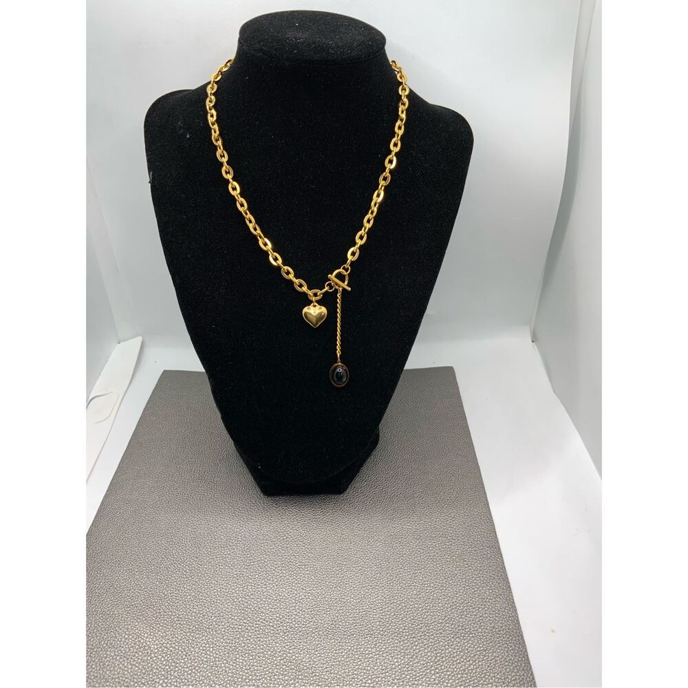 18k Yellow Gold Plated Stainless Steel Disk Link Link Chain with Charms